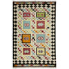 Multi Color ful Flat-Weave Wool Kilim 5' 4" x 7' 10" ft / 162 x 240 cm - No. R39068