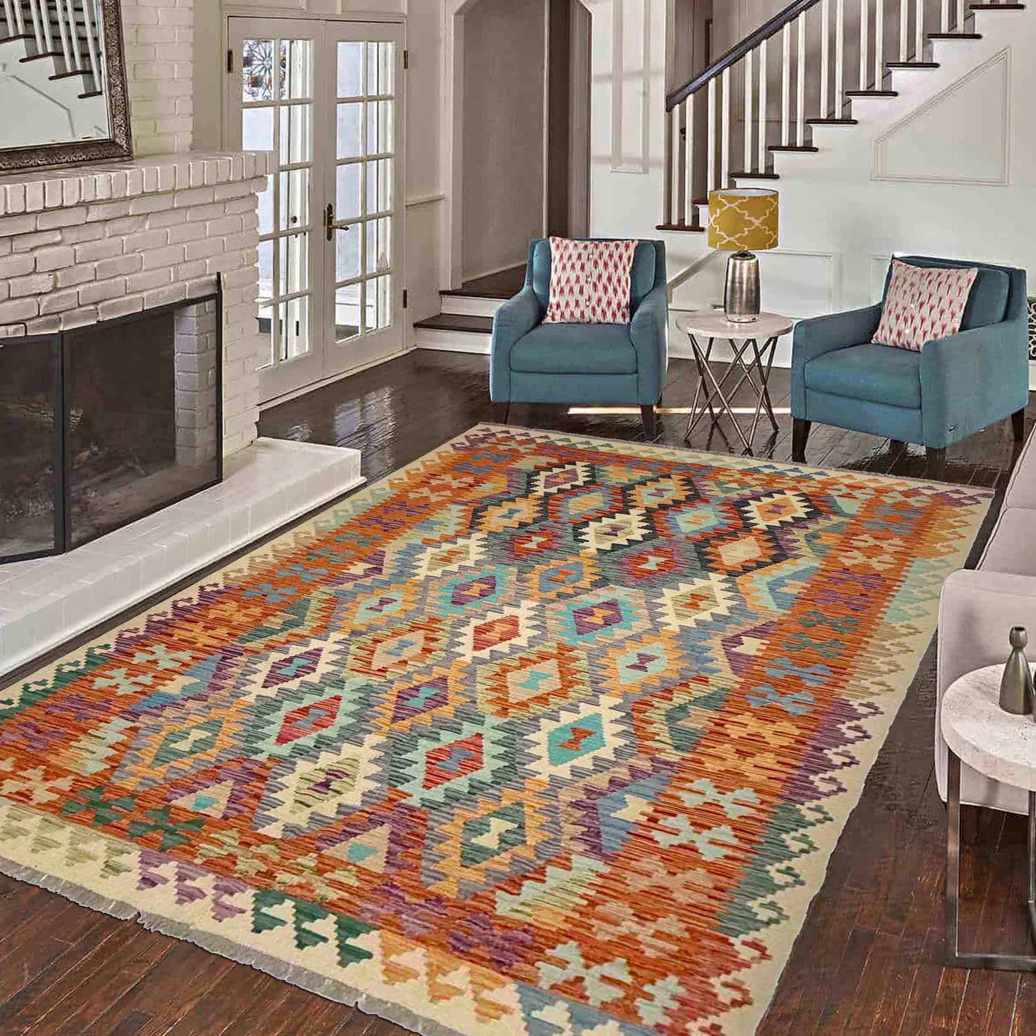 Handmade Vegetable Kilim 5' 10" x 8' 0" ft / 178 x 245 cm - No. R39069