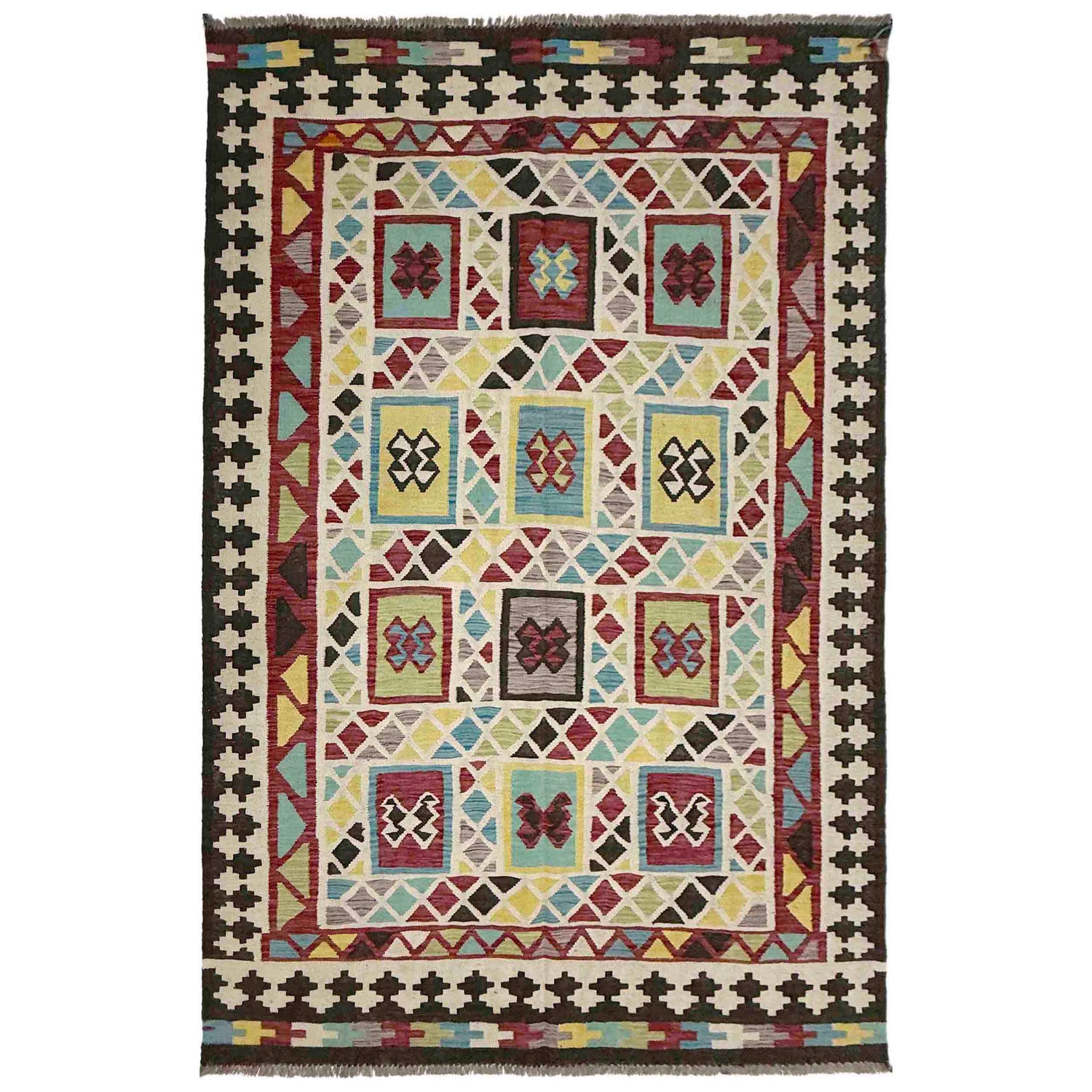 Handmade Vegetable Kelim 5' 6" x 8' 10" ft / 167 x 270 cm - No. R39070