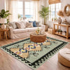 Handmade Turkish Design Wool Kilim 4' 1" x 6' 2" ft / 125 x 187 cm - No. R39076