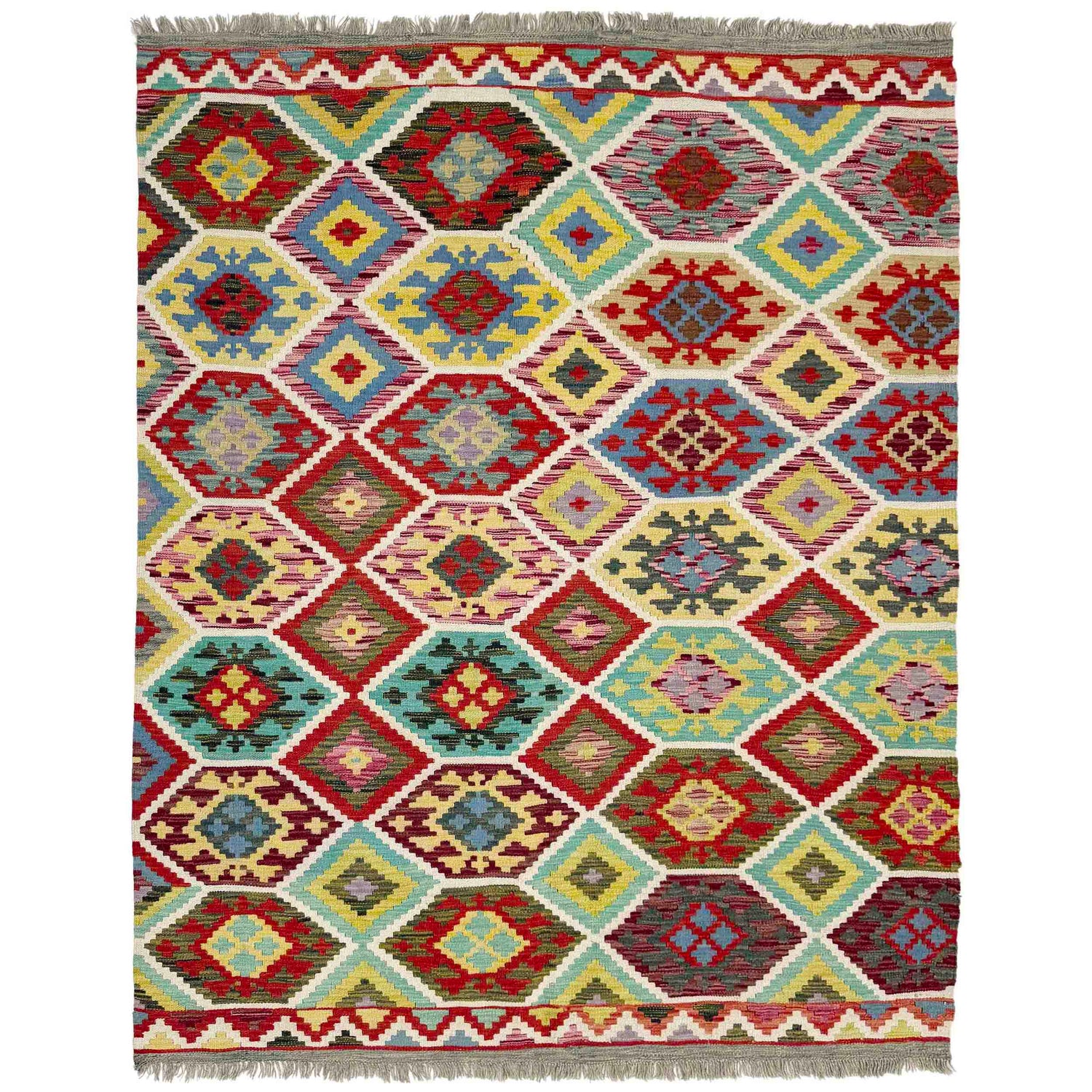 Hand Knotted Flatweave Kilim 5' 2" x 6' 5" ft / 157 x 196 cm - No. R39080