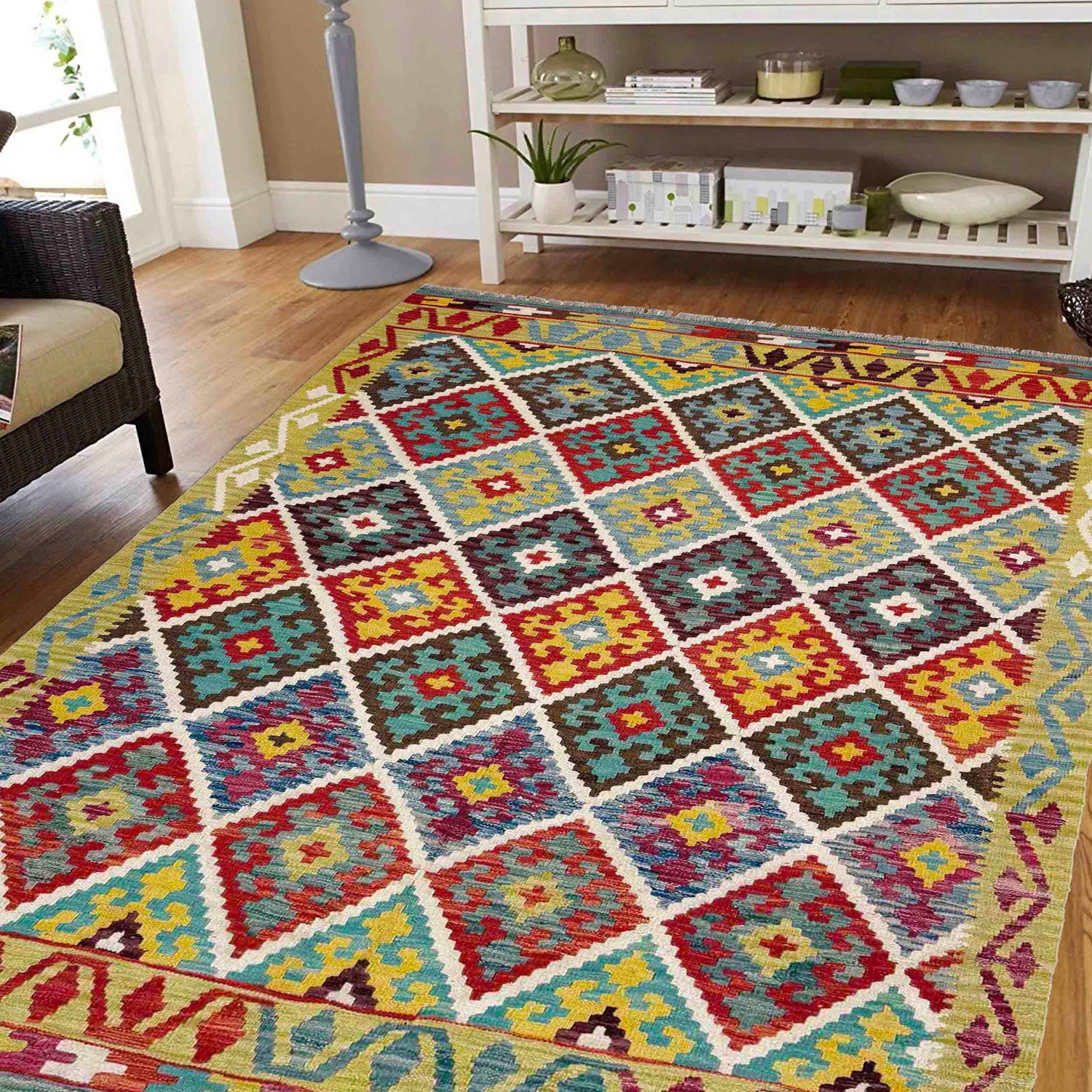 Handmade Vegetable Kelim 5' 1" x 6' 6" ft / 154 x 198 cm - No. R39084