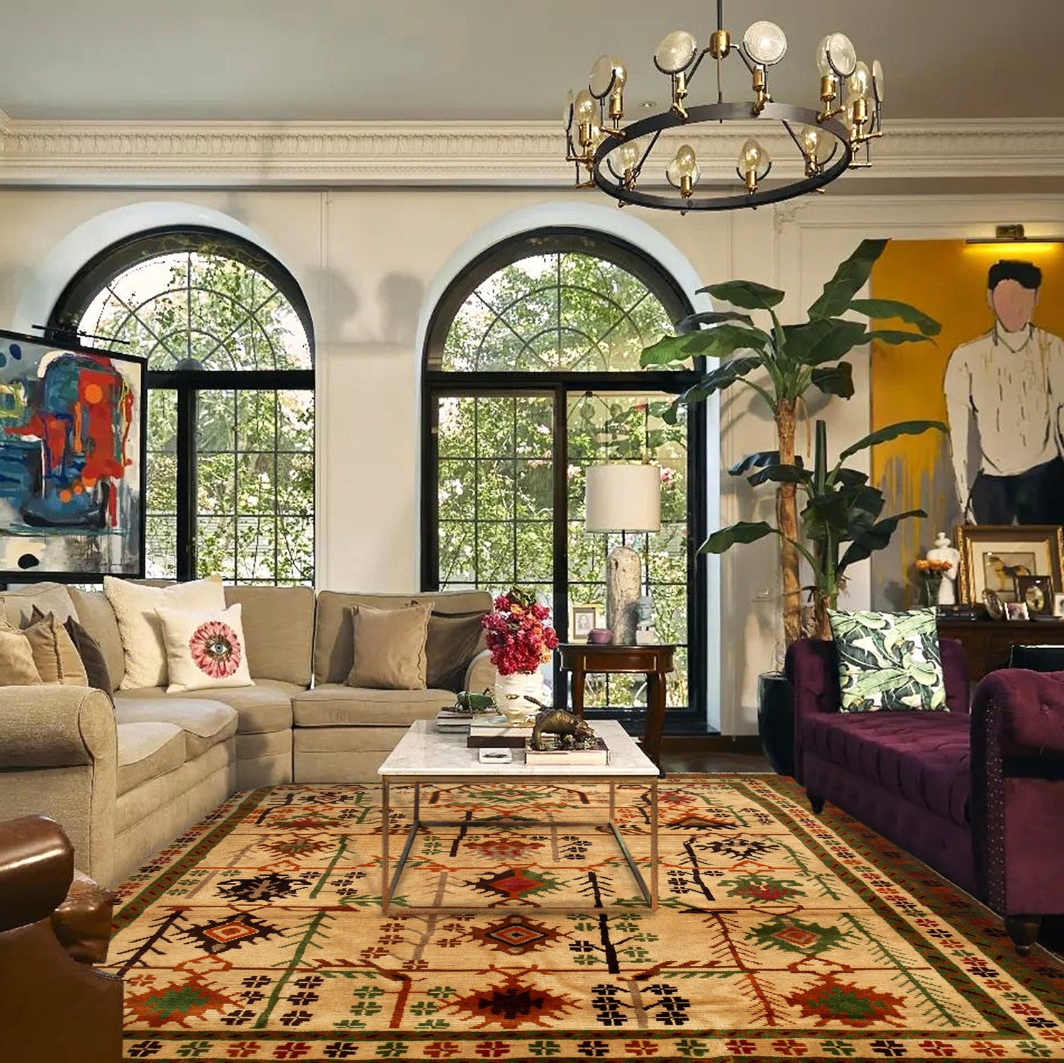 Hand Knotted Kohistani Carpet 5' 8" x 7' 5" ft / 173 x 225 cm - No. W12696