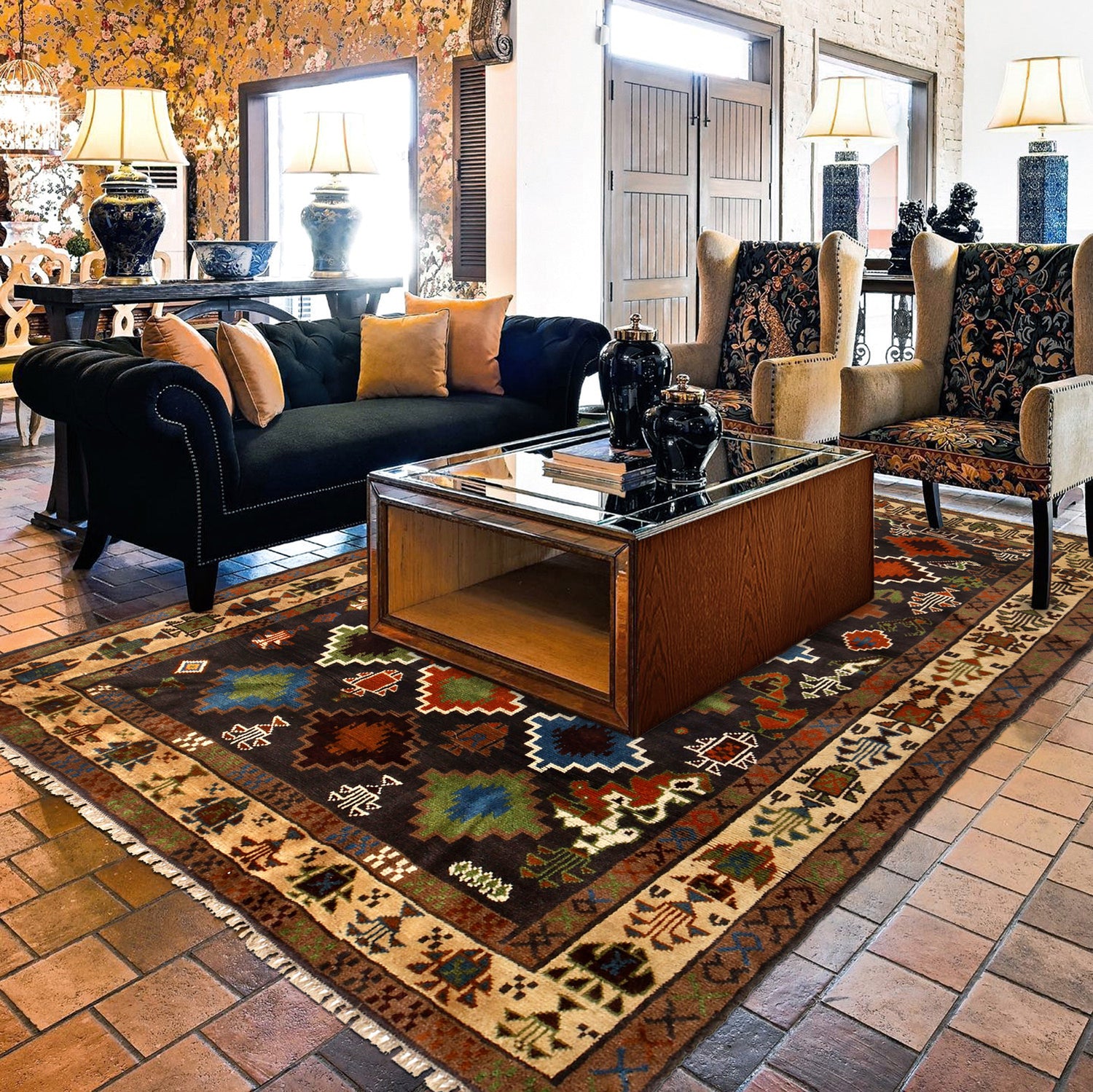 Hand Knotted Kohistani Carpet 5' 6" x 7' 5" ft / 168 x 225 cm - No. W12698