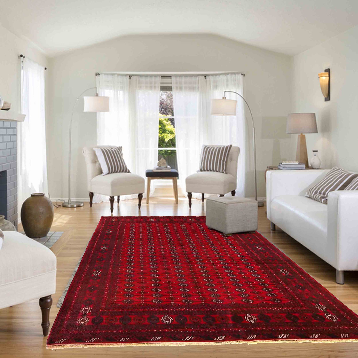 Oriental Bukhara Area Rug 6' 5" x 9' 5" ft / 195 x 288 cm - No. W13602