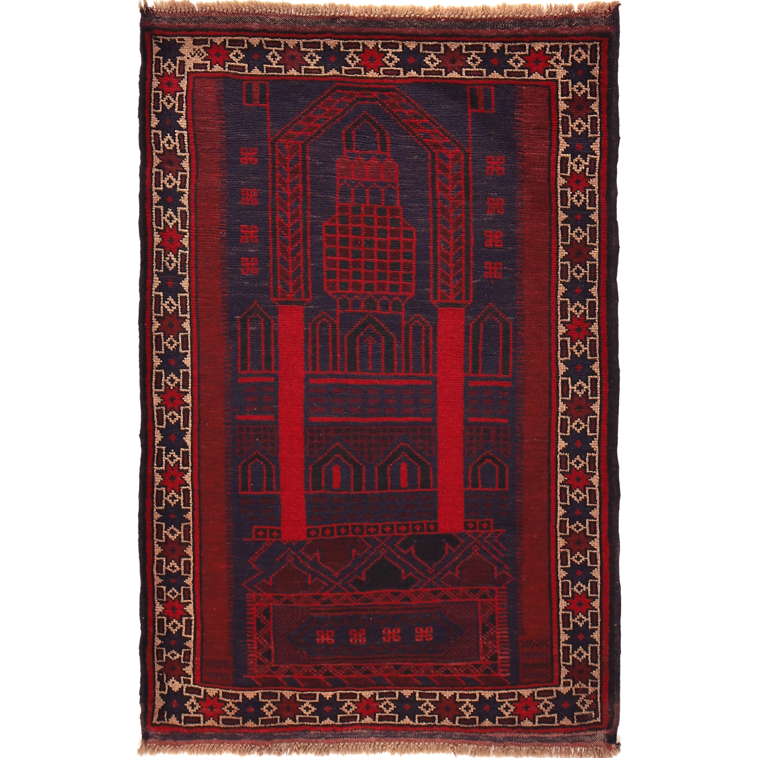 Handmade Prayer Rug 3' 0" x 4' 7" ft / 92 x 139 cm - W15019
