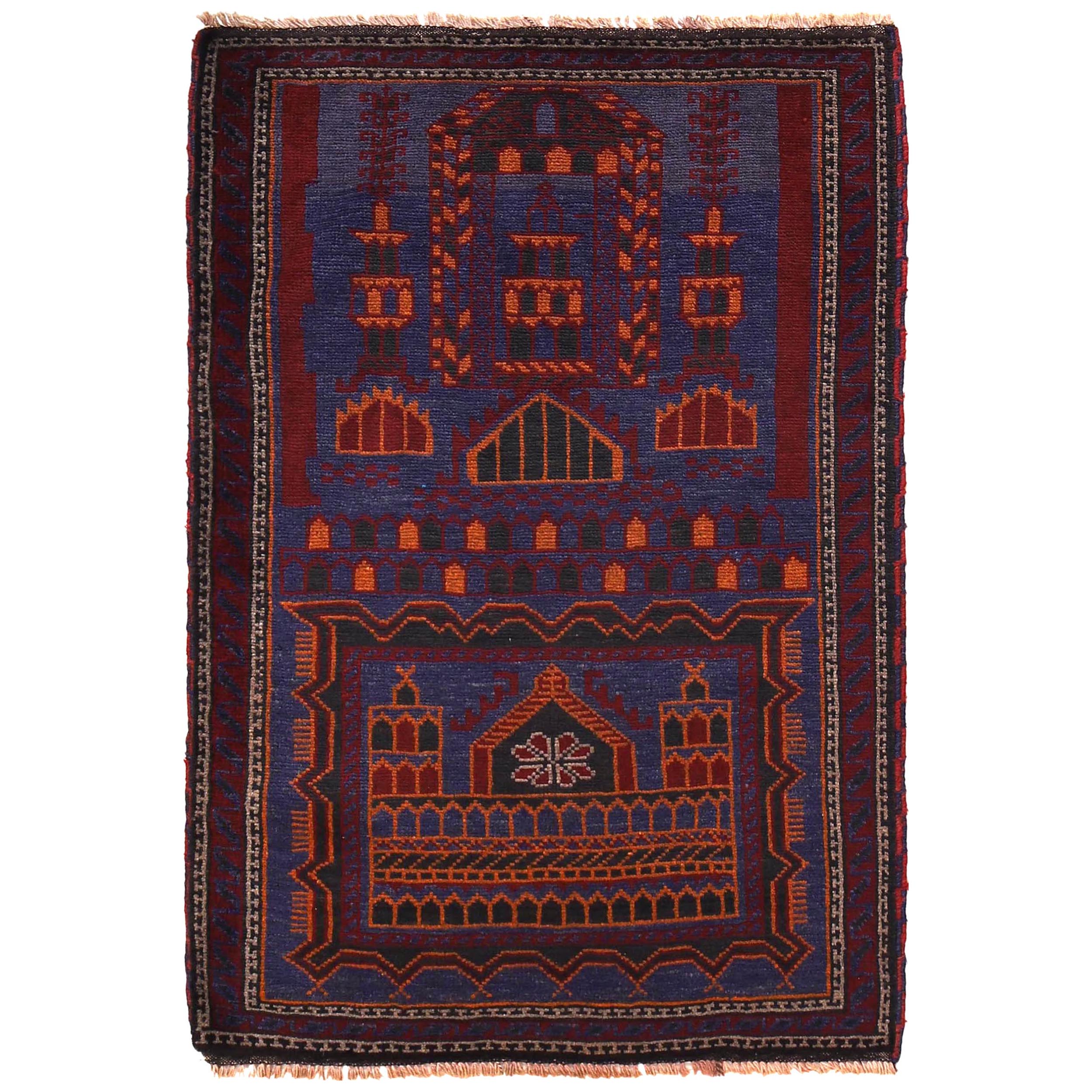 Handmade Prayer Rug 3' 1" x 4' 8" ft / 94 x 142 cm - W15521