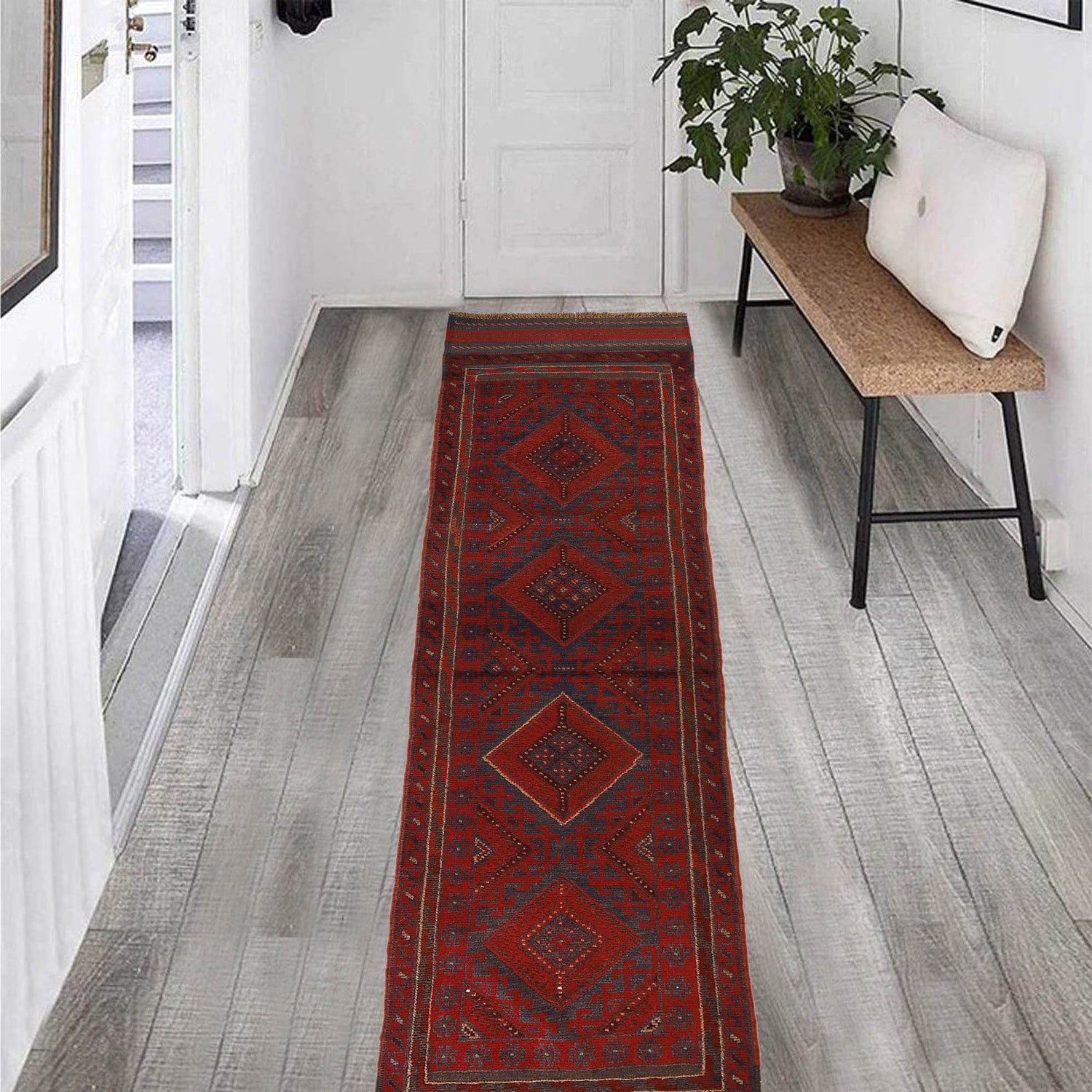 Handmade Mushwani Runner Rug 1' 11" x 7' 11" ft / 59 x 242 cm - No. W17066