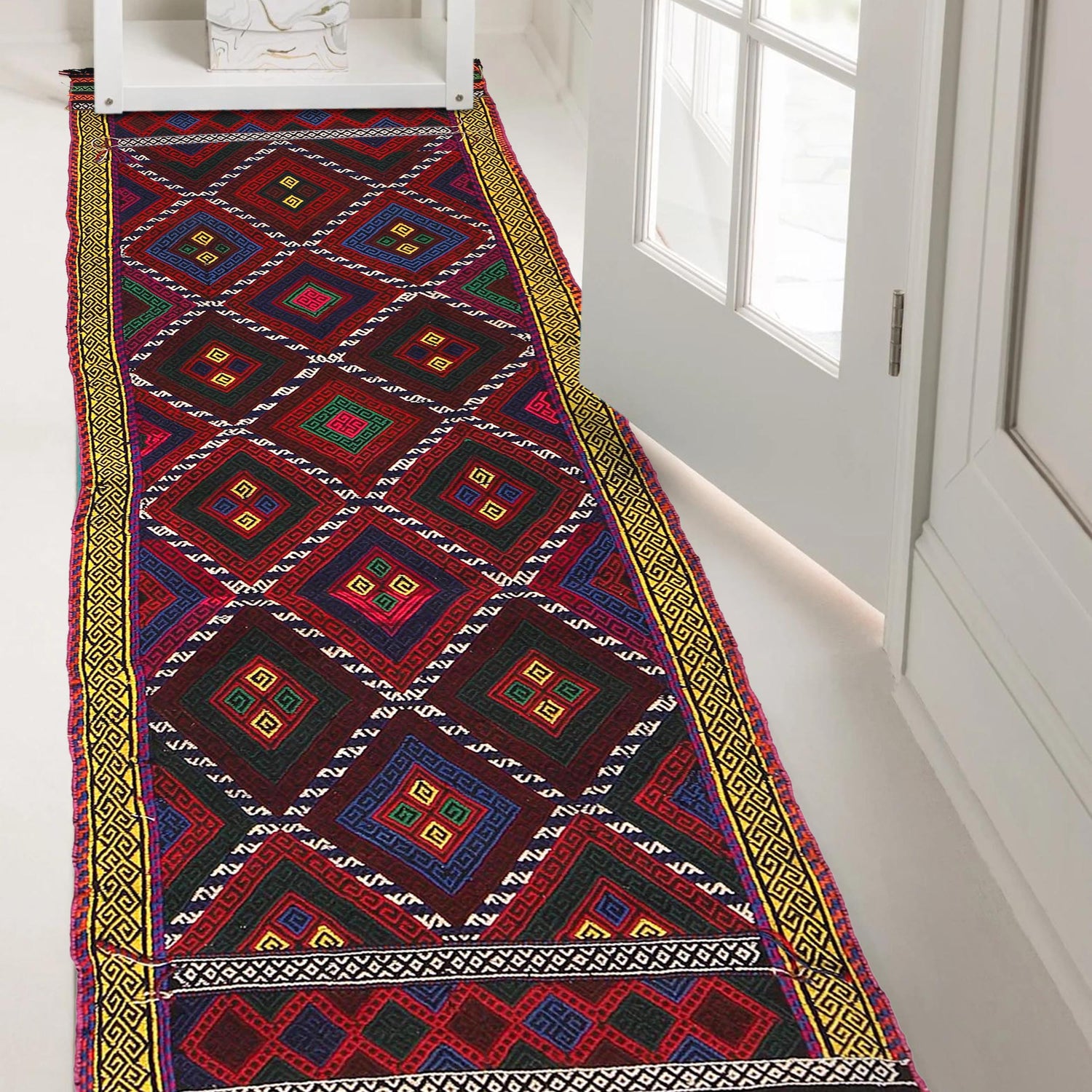 Handmade Flatweave Kilim Runner 2' 4" x 8' 2" ft / 71 x 249 cm - No. W17680