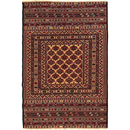 Handmade Maliki Kilim 4' 0" x 6' 2" ft / 123 x 187 cm - No. W18127