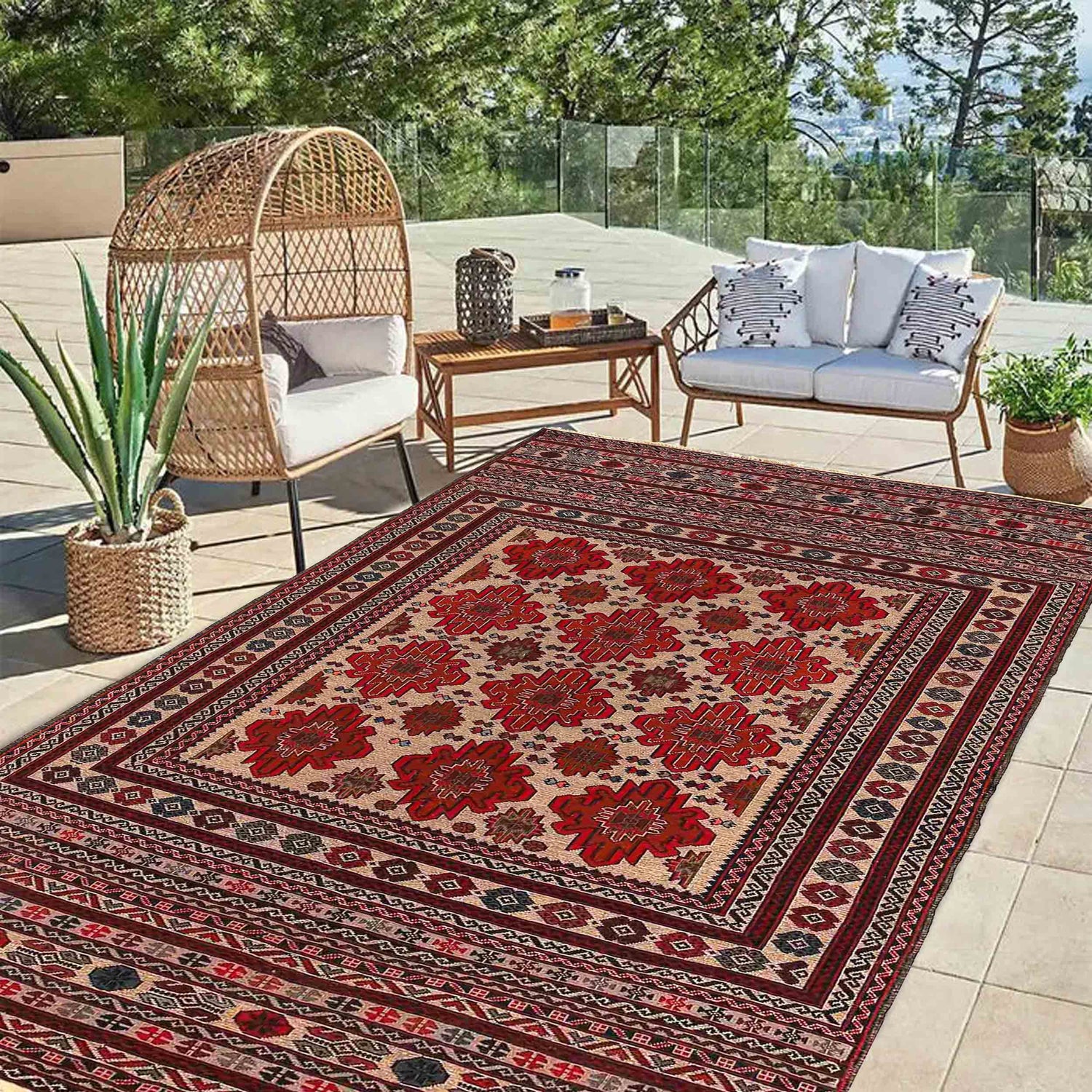 Handmade Maliki Kilim 4' 2" x 6' 7" ft / 128 x 200 cm - No. W18152