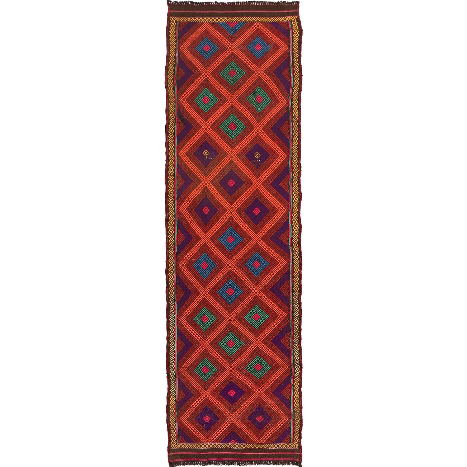 Handmade Flatweave Kilim Runner 2' 4" x 8' 8" ft / 70 x 263 cm - No. W18370