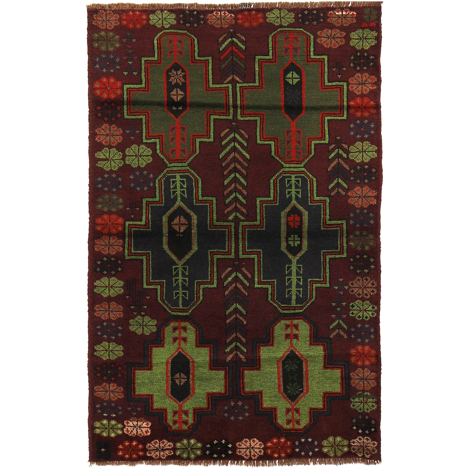 Handmade Balochi Rug 4' 0" x 6' 5" ft / 123 x 195 cm - No. W27283
