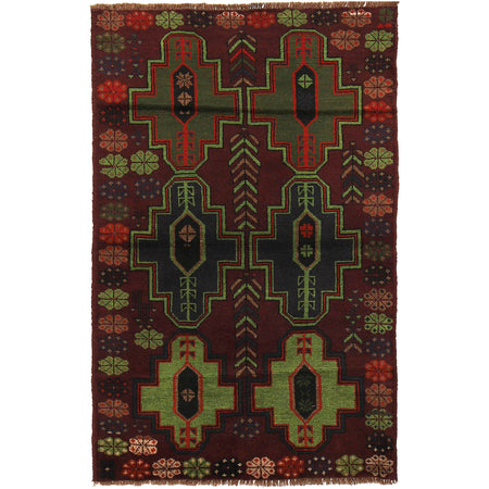Handmade Balochi Rug 4' 0" x 6' 5" ft / 123 x 195 cm - No. W27283