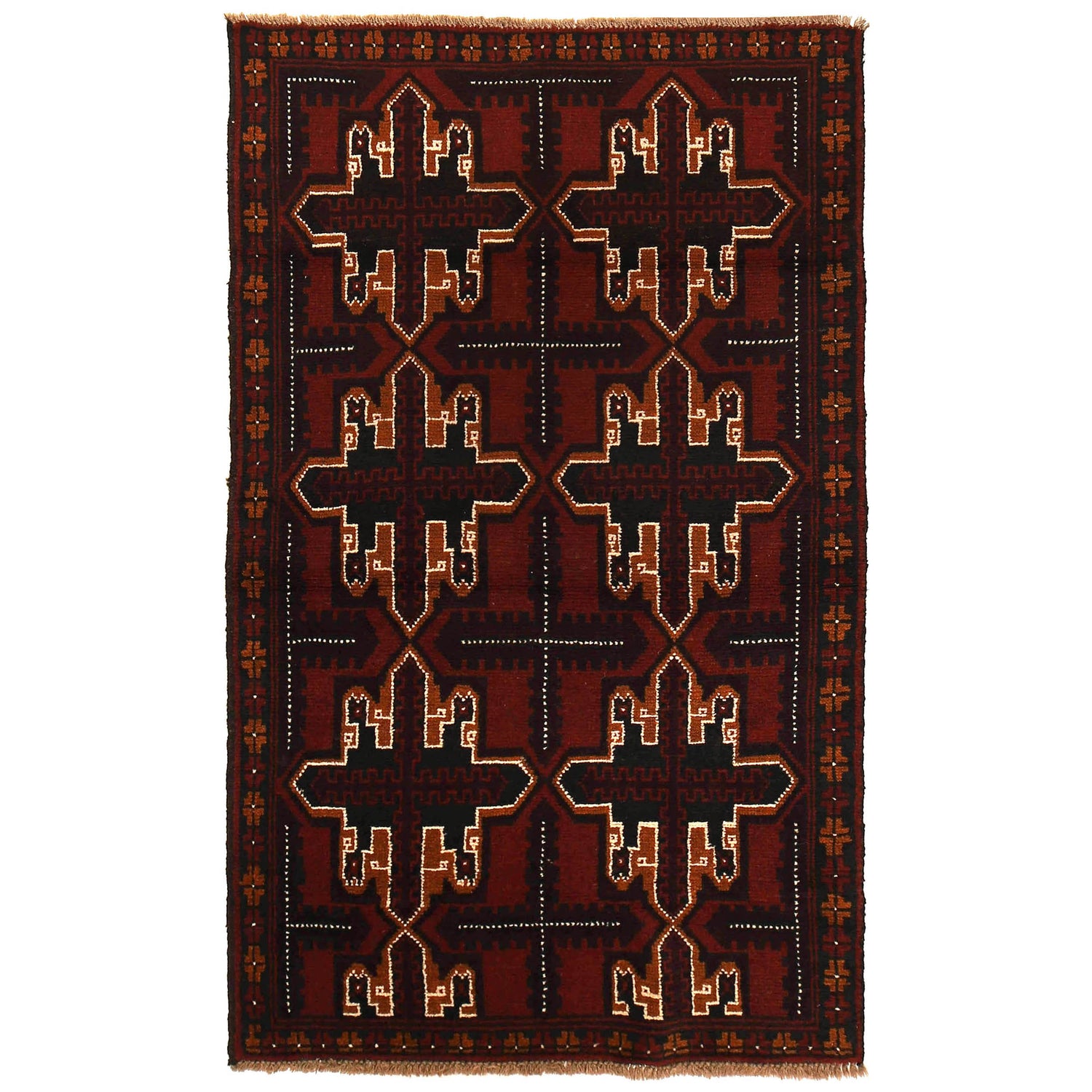 Handmade Balochi Rug 3' 7" x 5' 10" ft / 108 x 179 cm - No. W27290