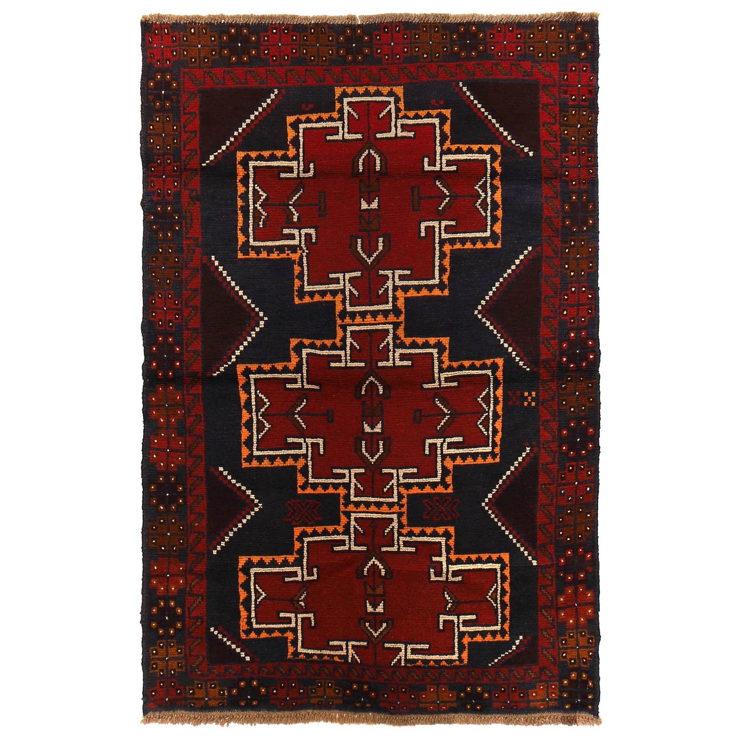 Handmade Balochi Rug 3' 9" x 5' 10" ft / 114 x 177 cm - No. W27293
