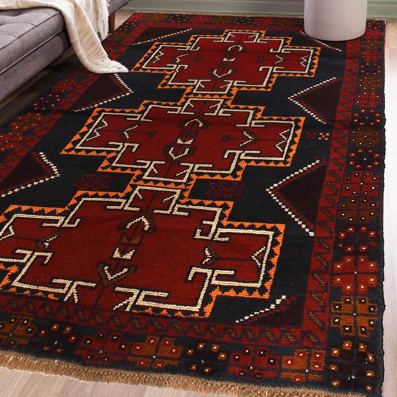Handmade Balochi Rug 3' 9" x 5' 10" ft / 114 x 177 cm - No. W27293