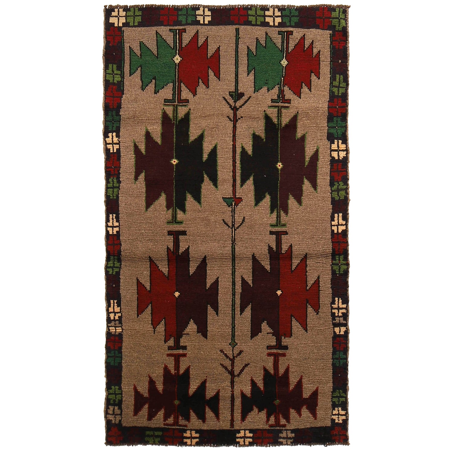 Handmade Balochi Rug 3' 5" x 6' 0" ft / 104 x 184 cm - No. W27303