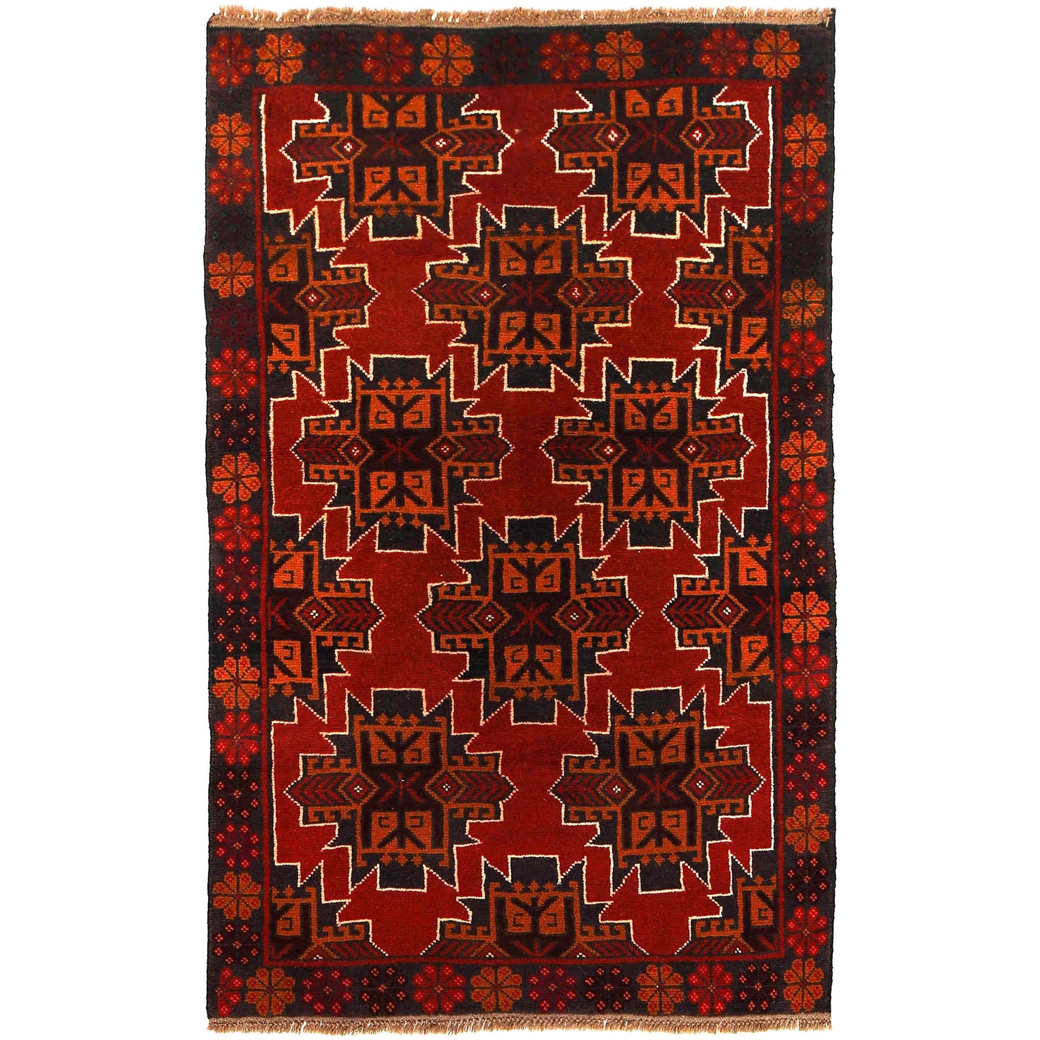 Handmade Balochi Rug 3' 8" x 6' 2" ft / 113 x 187 cm - No. W27326