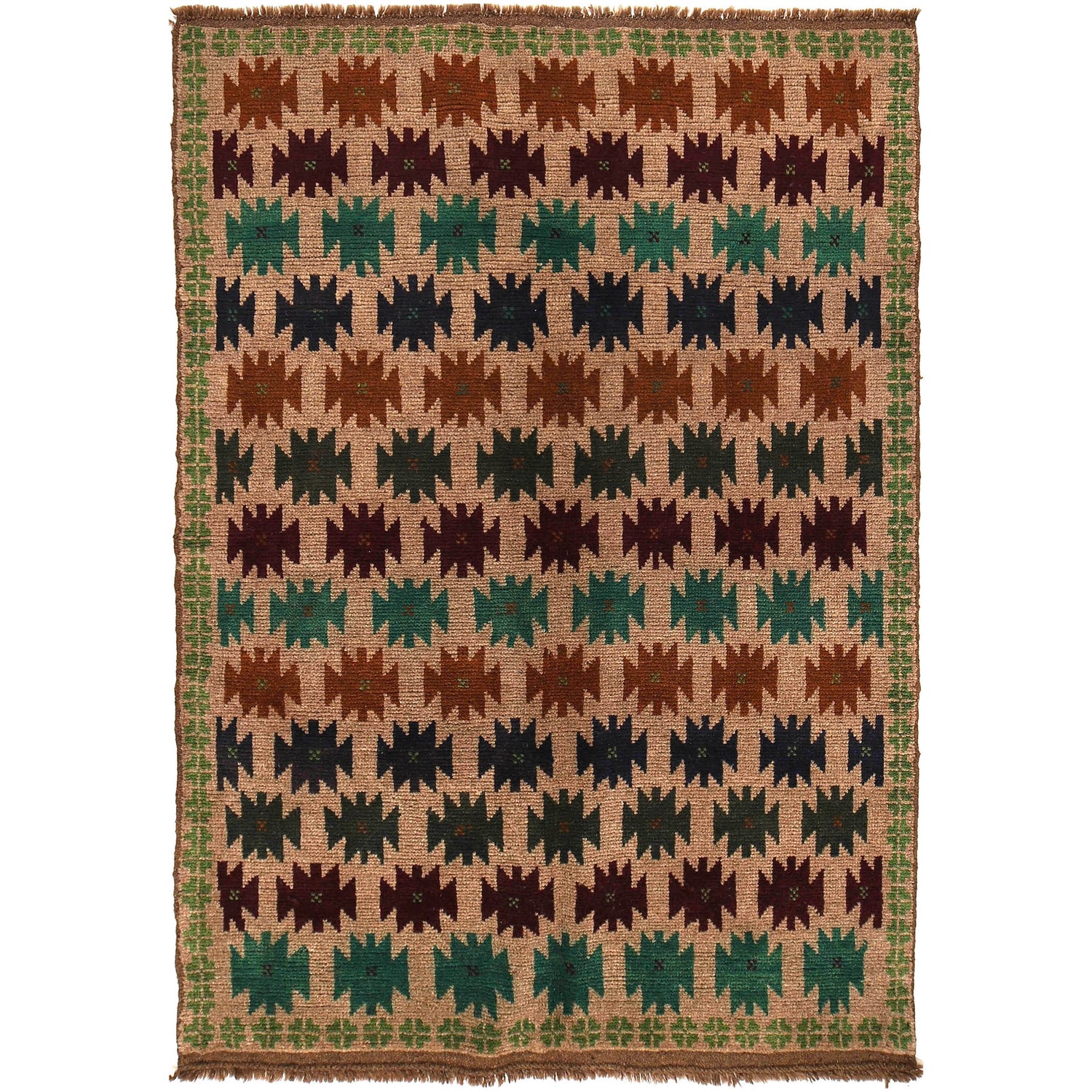 Handmade Balochi Rug 4' 2" x 6' 1" ft / 128 x 186 cm - No. W27339