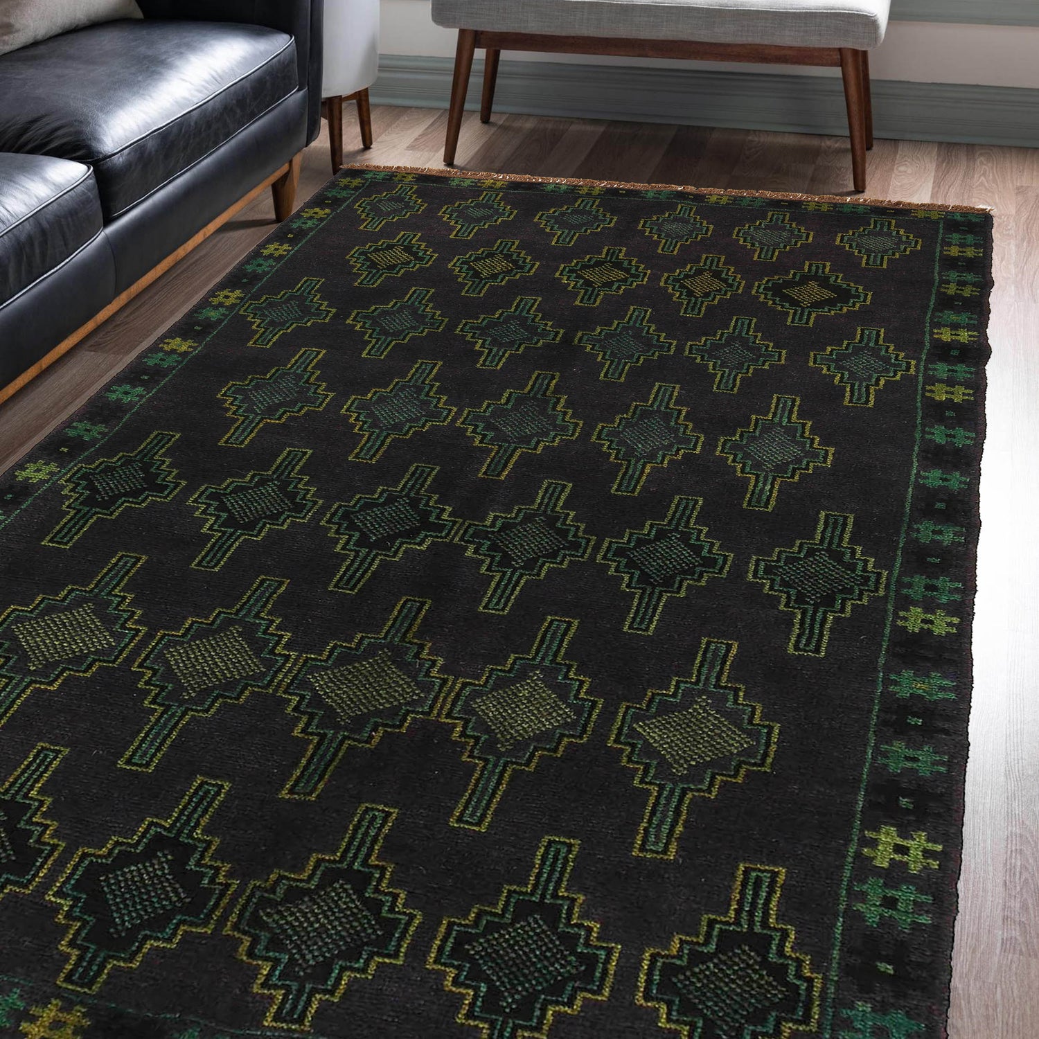 Handmade Balochi Rug 4' 2" x 6' 8" ft / 126 x 203 cm - No. W27343