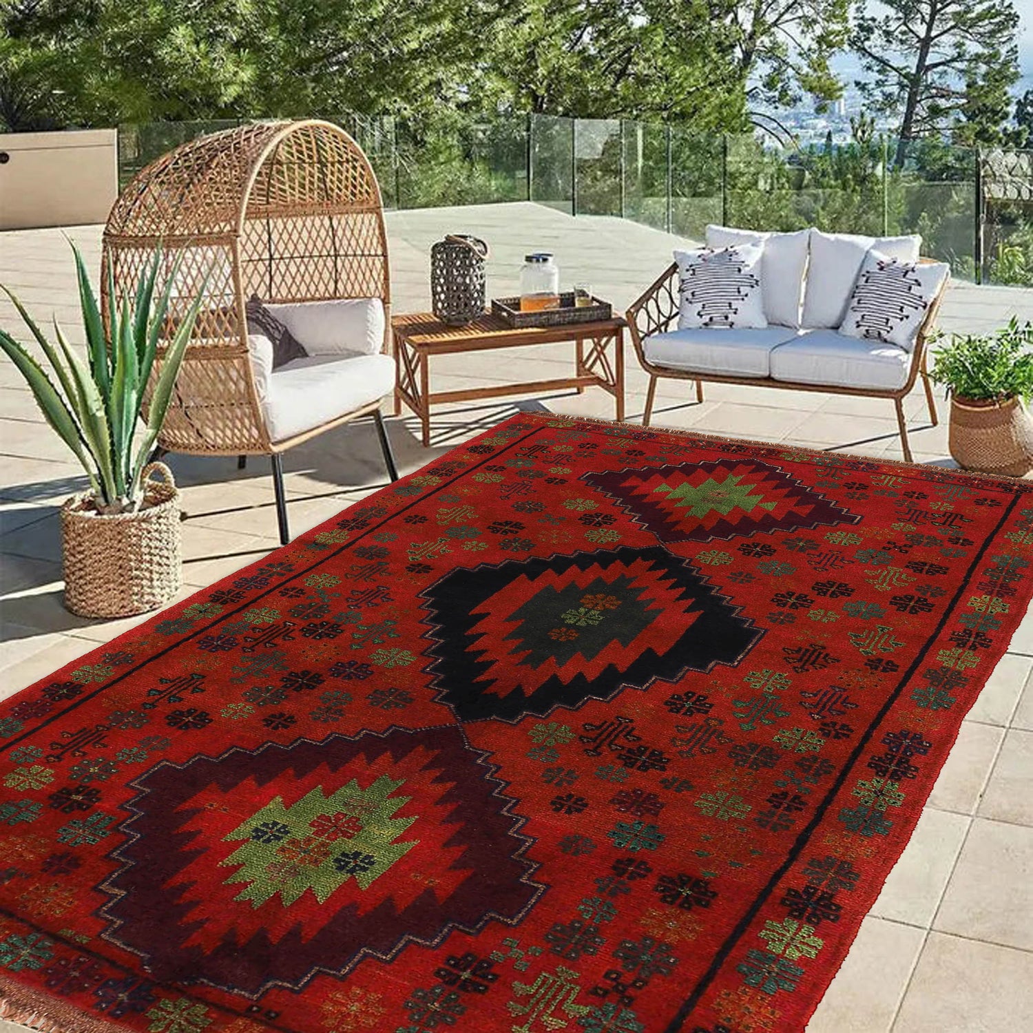 Handmade Balochi Rug 3' 11" x 6' 2" ft / 120 x 187 cm - No. W27345