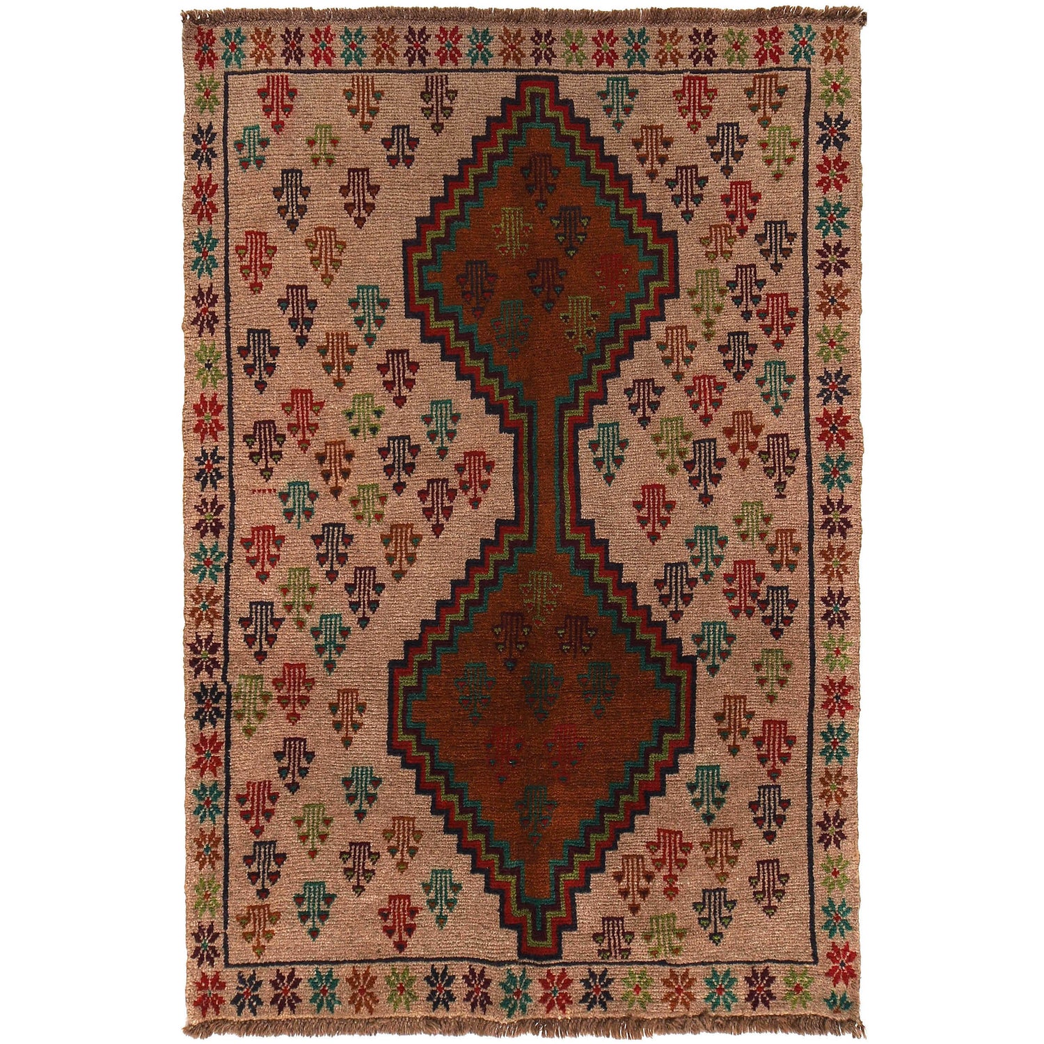 Handmade Balochi Rug 4' 3" x 6' 3" ft / 129 x 190 cm - No. W27346