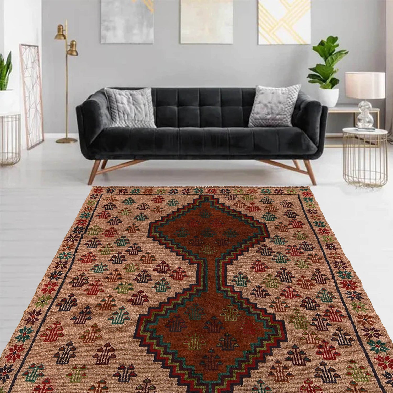 Handmade Balochi Rug 4' 3" x 6' 3" ft / 129 x 190 cm - No. W27346