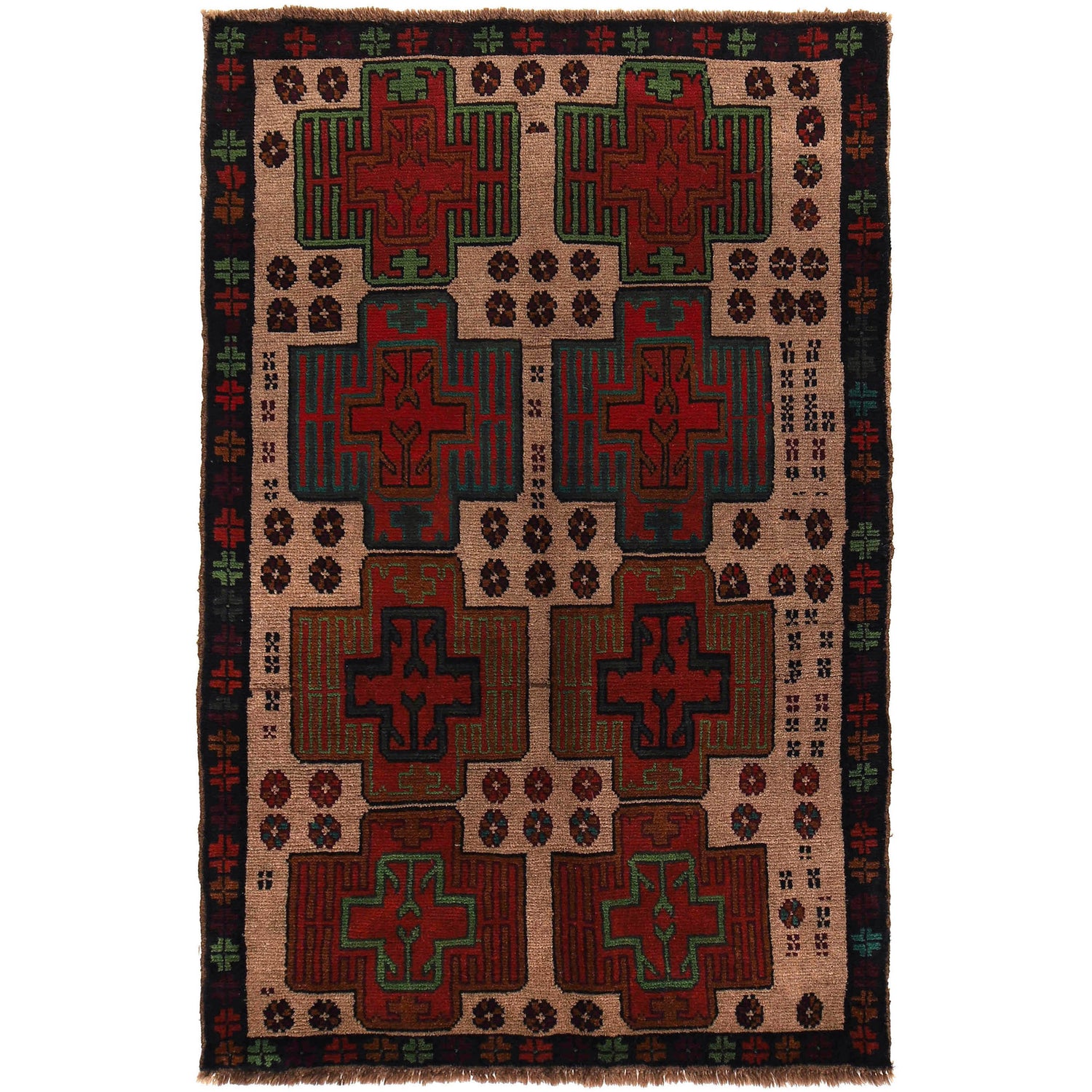 Handmade Balochi Rug 4' 0" x 6' 7" ft / 123 x 201 cm - No. W27347