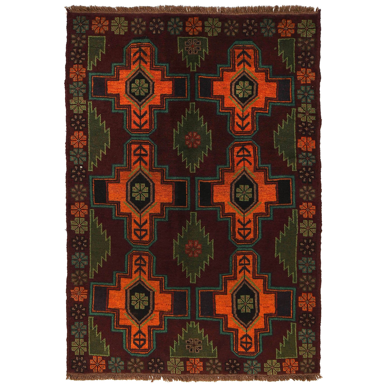 Handmade Balochi Rug 4' 0" x 5' 12" ft / 122 x 182 cm - No. W27354
