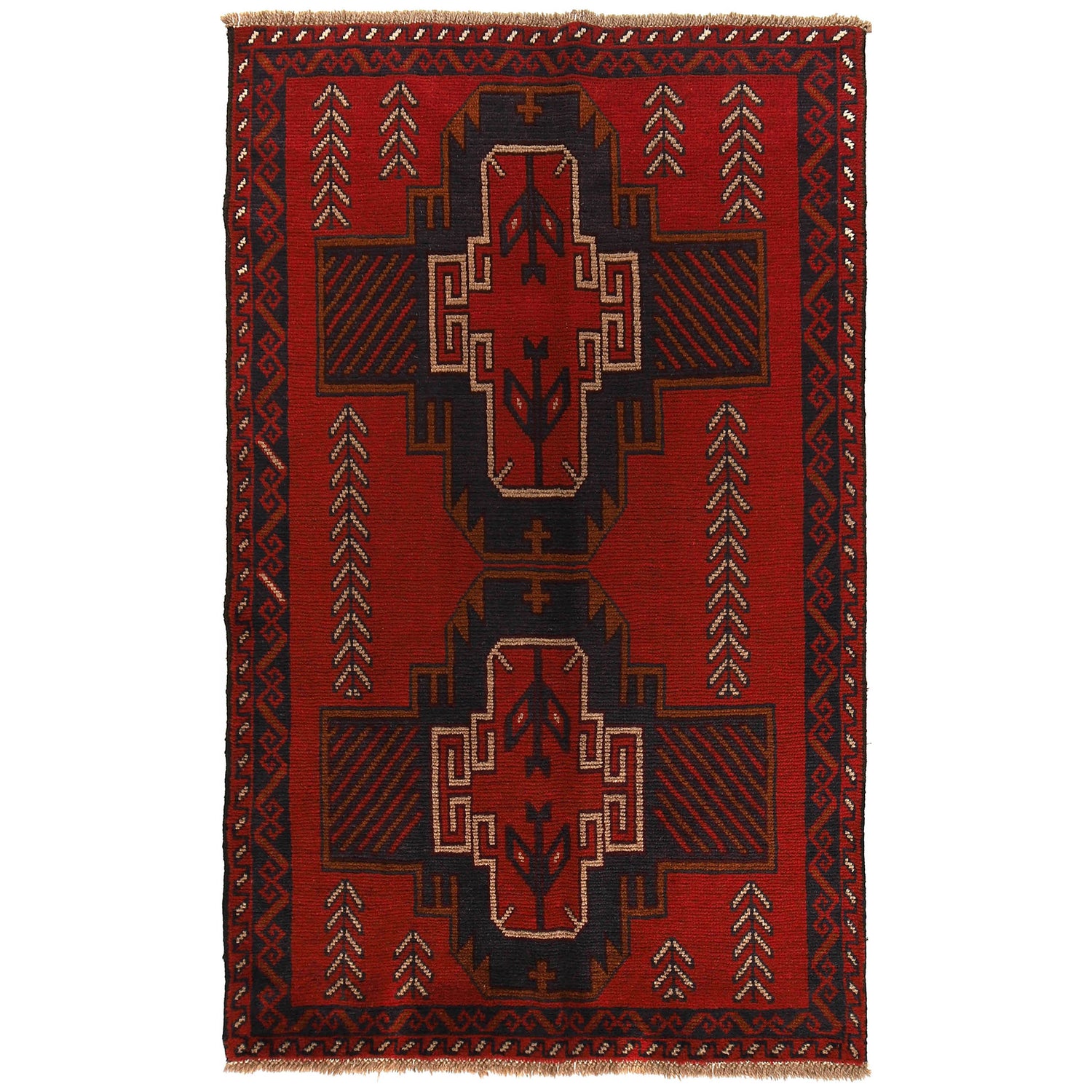Handmade Balochi Rug 3' 9" x 6' 6" ft / 115 x 197 cm - No. W27358