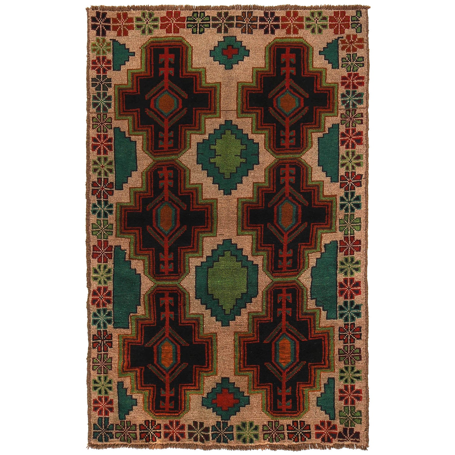 Handmade Balochi Rug 3' 8" x 6' 1" ft / 112 x 186 cm - No. W27364