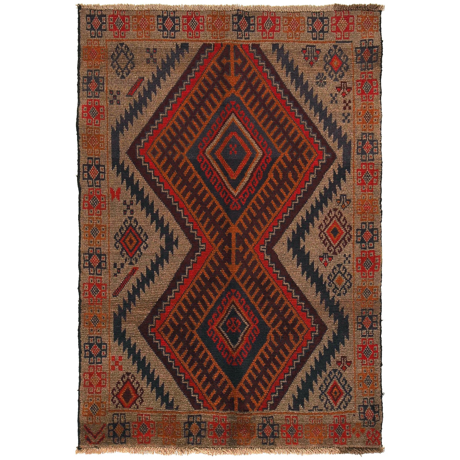 Handmade Balochi Rug 3' 9" x 5' 7" ft / 114 x 171 cm - No. W27365