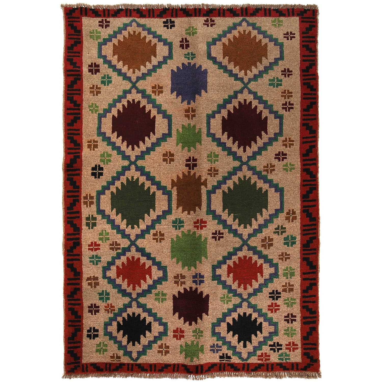 Handmade Balochi Rug 4' 1" x 6' 0" ft / 124 x 184 cm - No. W27369