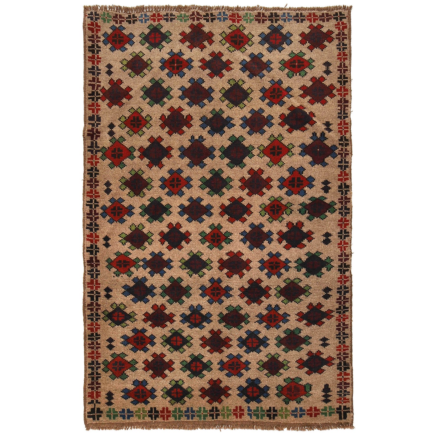 Handmade Balochi Rug 4' 1" x 6' 7" ft / 125 x 200 cm - No. W27370