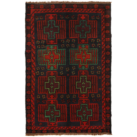 Handmade Balochi Rug 3' 11" x 6' 5" ft / 120 x 195 cm - No. W27377