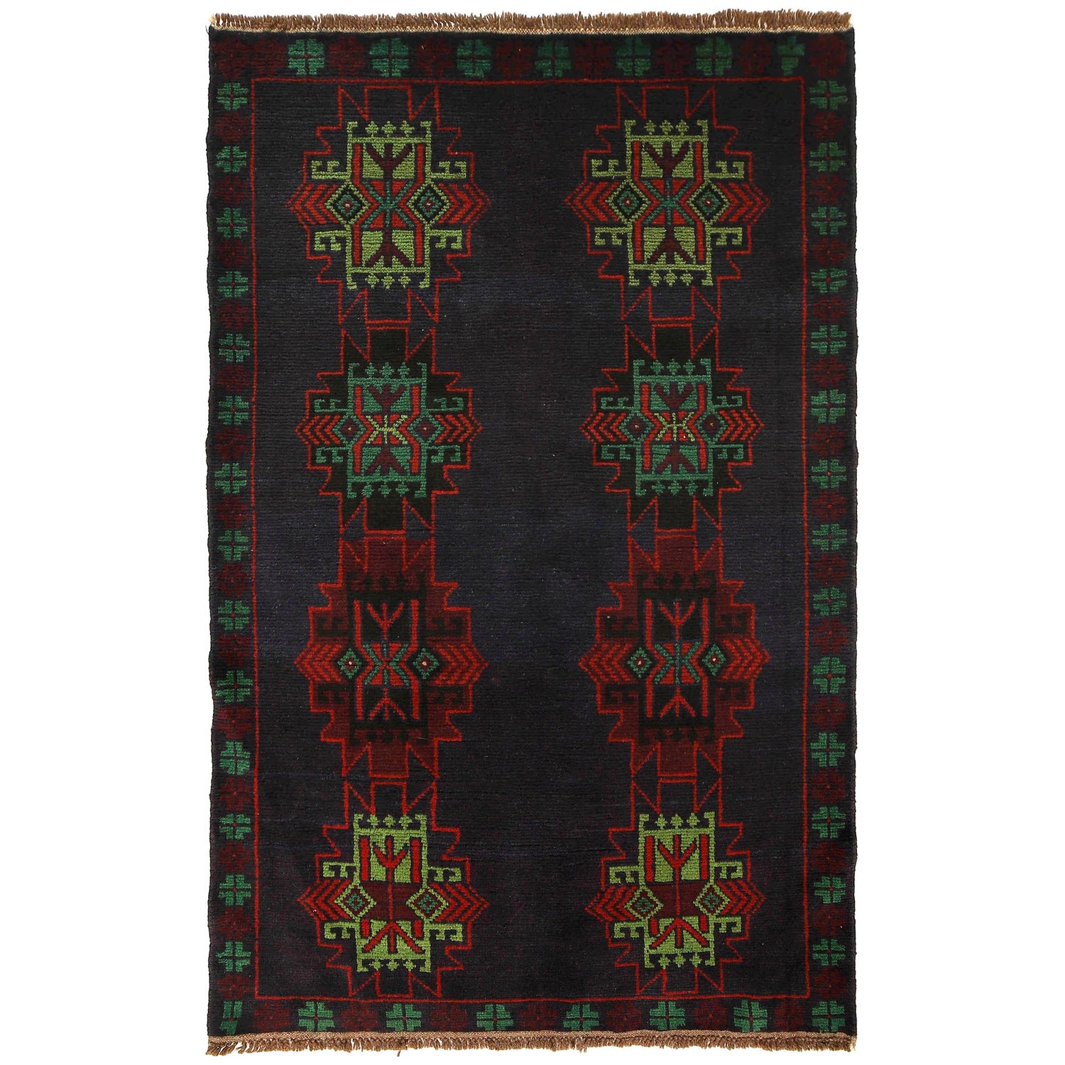 Handmade Balochi Rug 4' 2" x 6' 6" ft / 126 x 197 cm - No. W27381