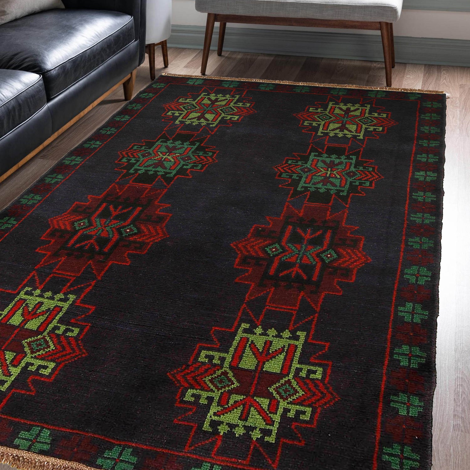 Handmade Balochi Rug 4' 2" x 6' 6" ft / 126 x 197 cm - No. W27381