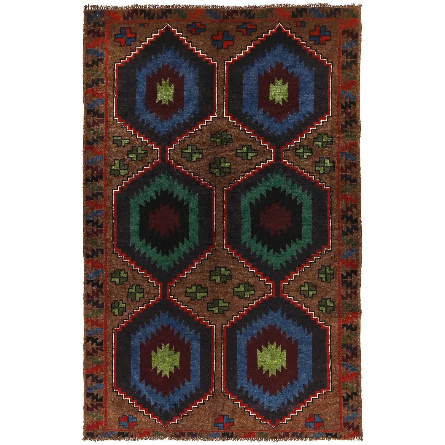 Handmade Balochi Rug 4' 2" x 6' 5" ft / 127 x 196 cm - No. W27384