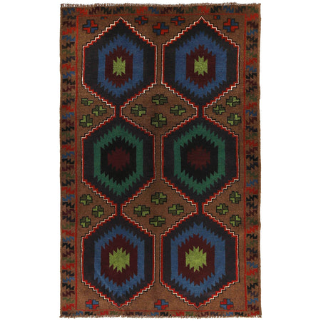 Handmade Balochi Rug 4' 2" x 6' 5" ft / 127 x 196 cm - No. W27384
