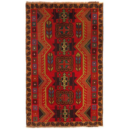 Handmade Balochi Rug 3' 8" x 6' 4" ft / 113 x 193 cm - No. W27390