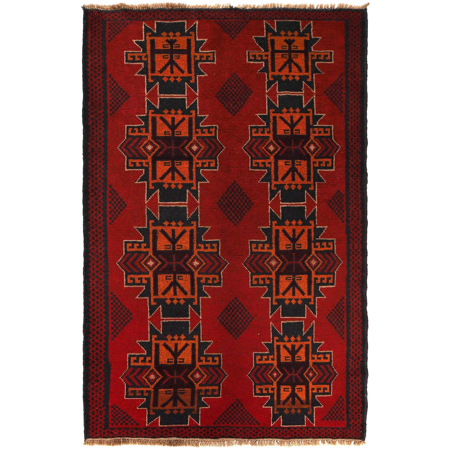 Handmade Balochi Rug 3' 10" x 6' 4" ft / 116 x 193 cm - No. W27396
