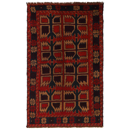 Handmade Balochi Rug 3' 8" x 6' 1" ft / 112 x 185 cm - No. W27397
