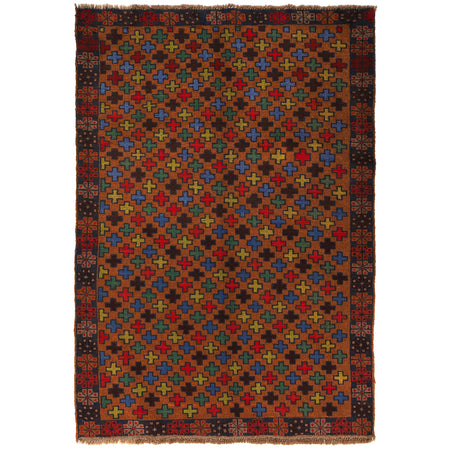 Handmade Balochi Rug 4' 2" x 6' 0" ft / 126 x 184 cm - No. W27400