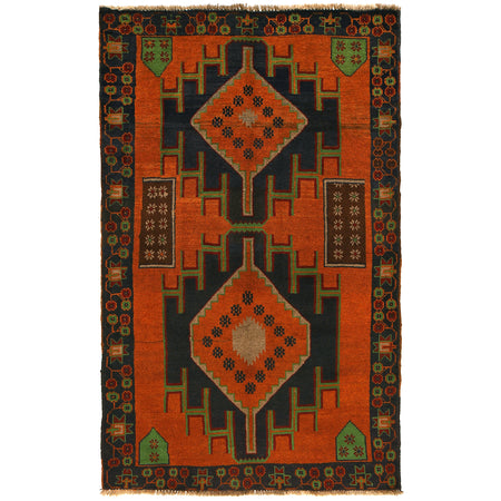 Handmade Balochi Rug 3' 10" x 6' 4" ft / 116 x 192 cm - No. W27412