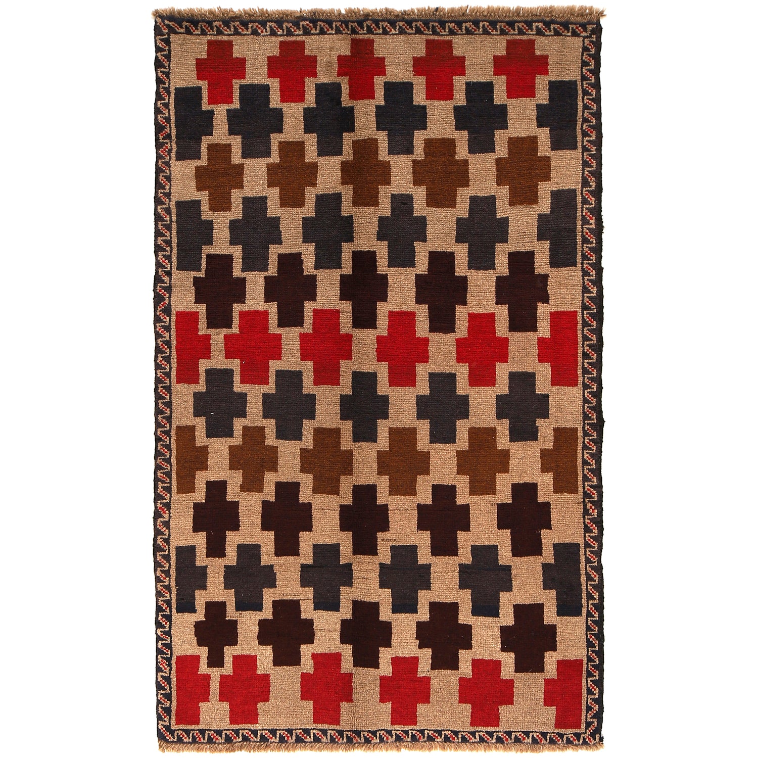 Tribal Baloch Rug 3' 7" x 5' 12" ft / 108 x 182 cm - No. W27415