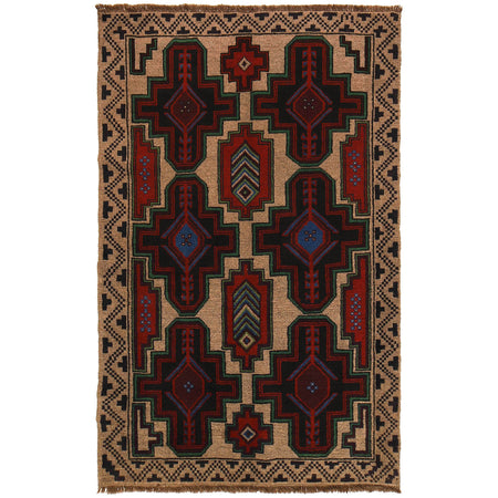 Tribal Baloch Rug 4' 1" x 6' 5" ft / 124 x 195 cm - No. W27427