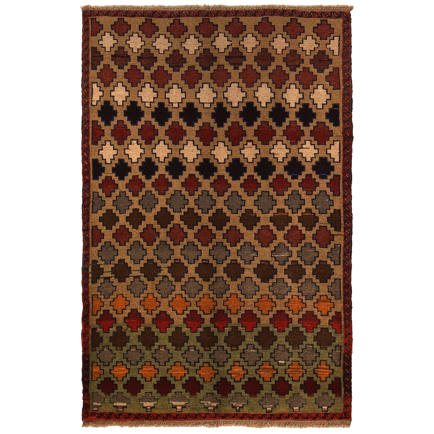 Tribal Baloch Rug 3' 10" x 5' 12" ft / 117 x 182 cm - No. W27430