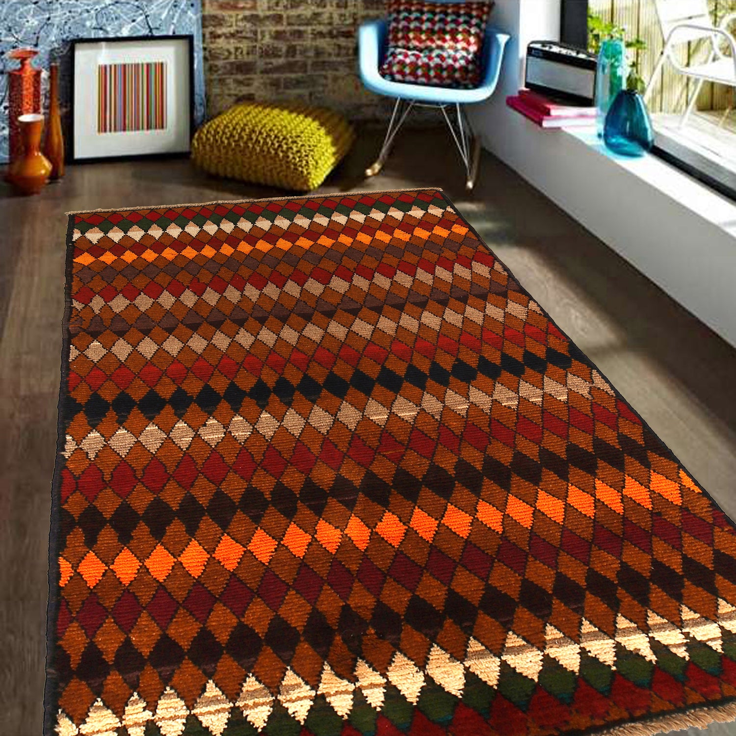 Tribal Baloch Rug 3' 8" x 6' 1" ft / 112 x 186 cm - No. W27435