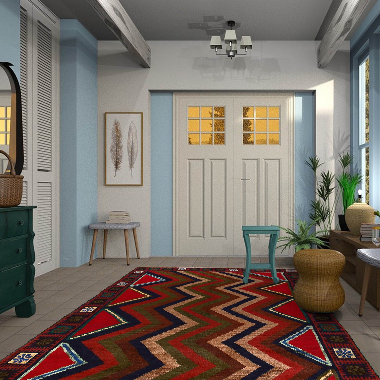 Tribal Baloch Rug 3' 7" x 6' 3" ft / 110 x 191 cm - No. W27447